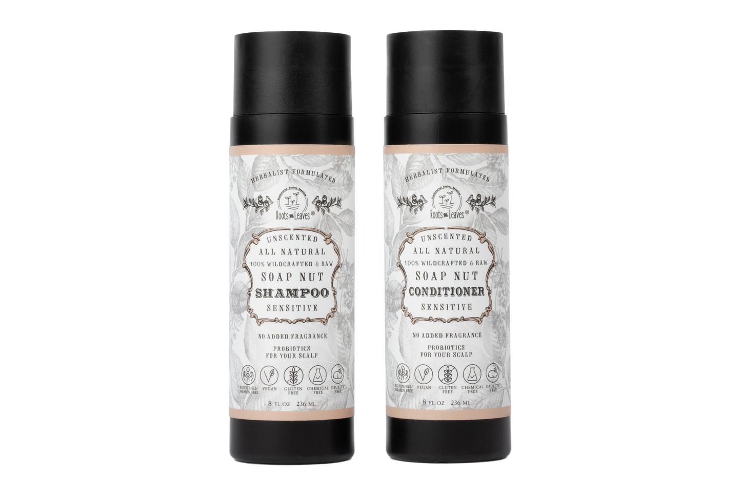 Roots And Leaves - All Natural Soapnut Shampoo and Conditioner SET