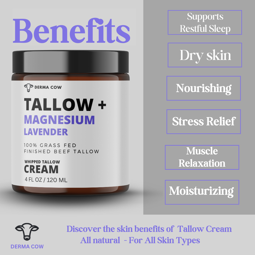 Derma Cow - Whipped Tallow + Magnesium & Lavender, Cream 4oz