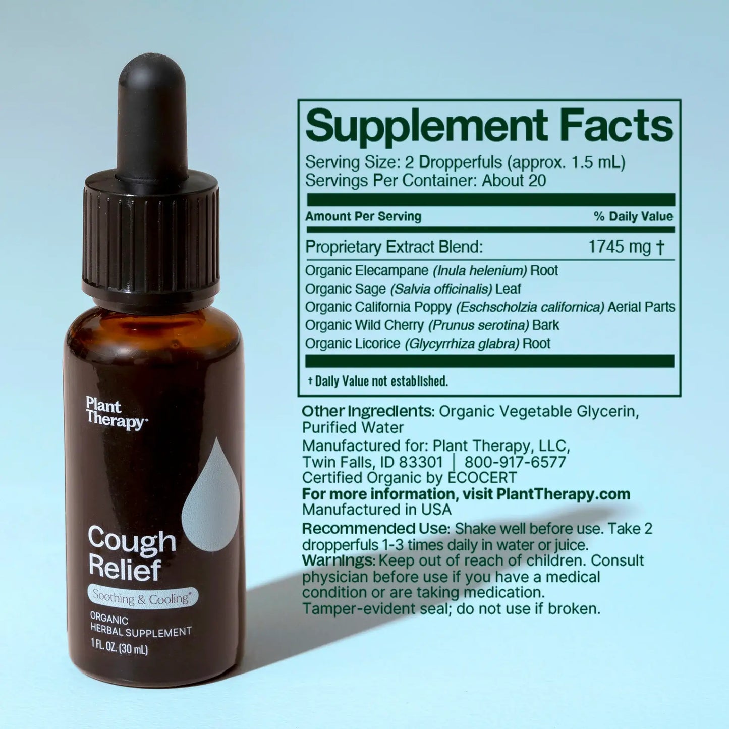 Plant Therapy - Cough Relief Organic Herbal Supplement 30 ml