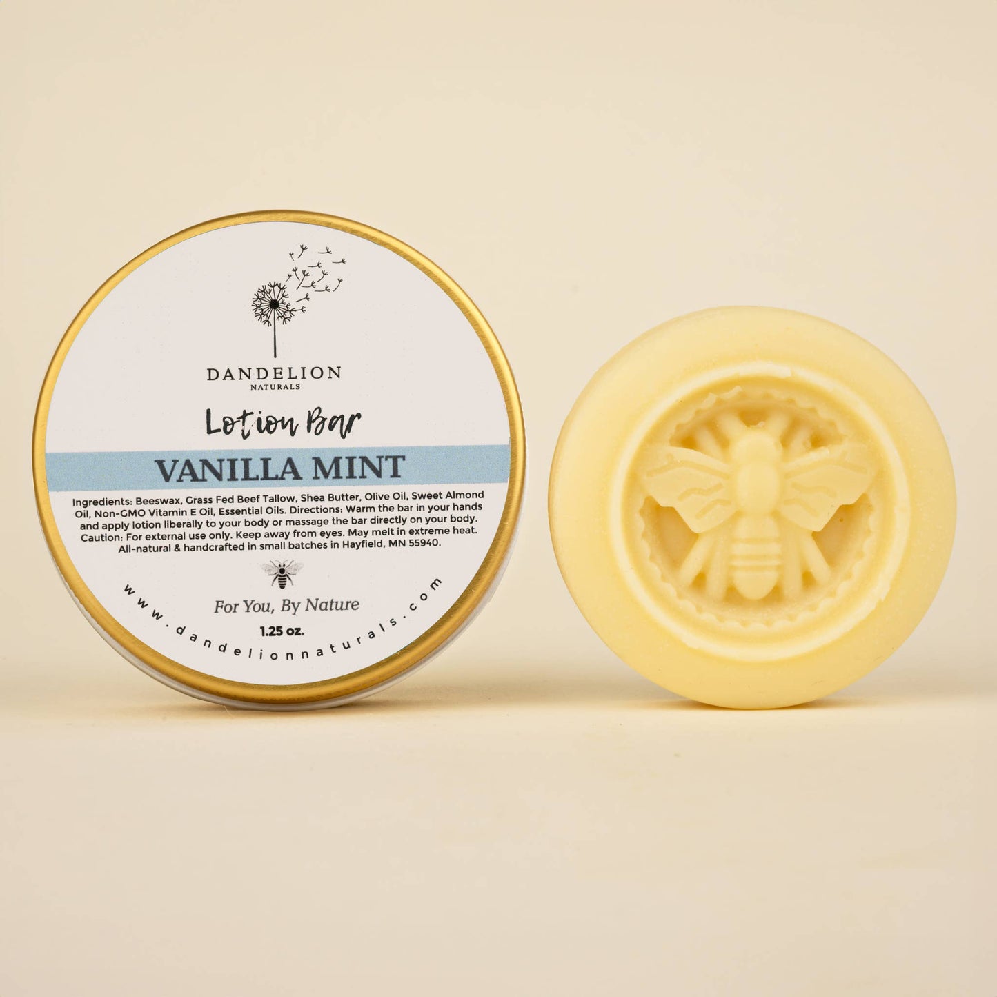 Dandelion Naturals - Vanilla Mint Tallow Lotion Bar | Solid Lotion Bar