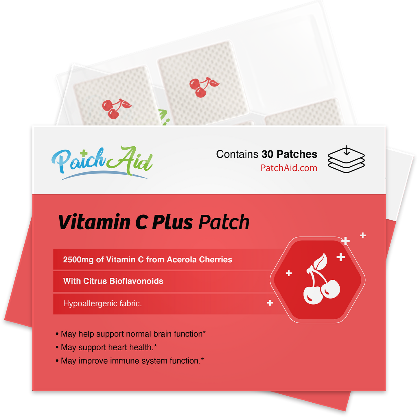 PatchAid Vitamin C Plus Patch with acerola cherry, rosehip and citrus bioflavonoids for immune and antioxidant support