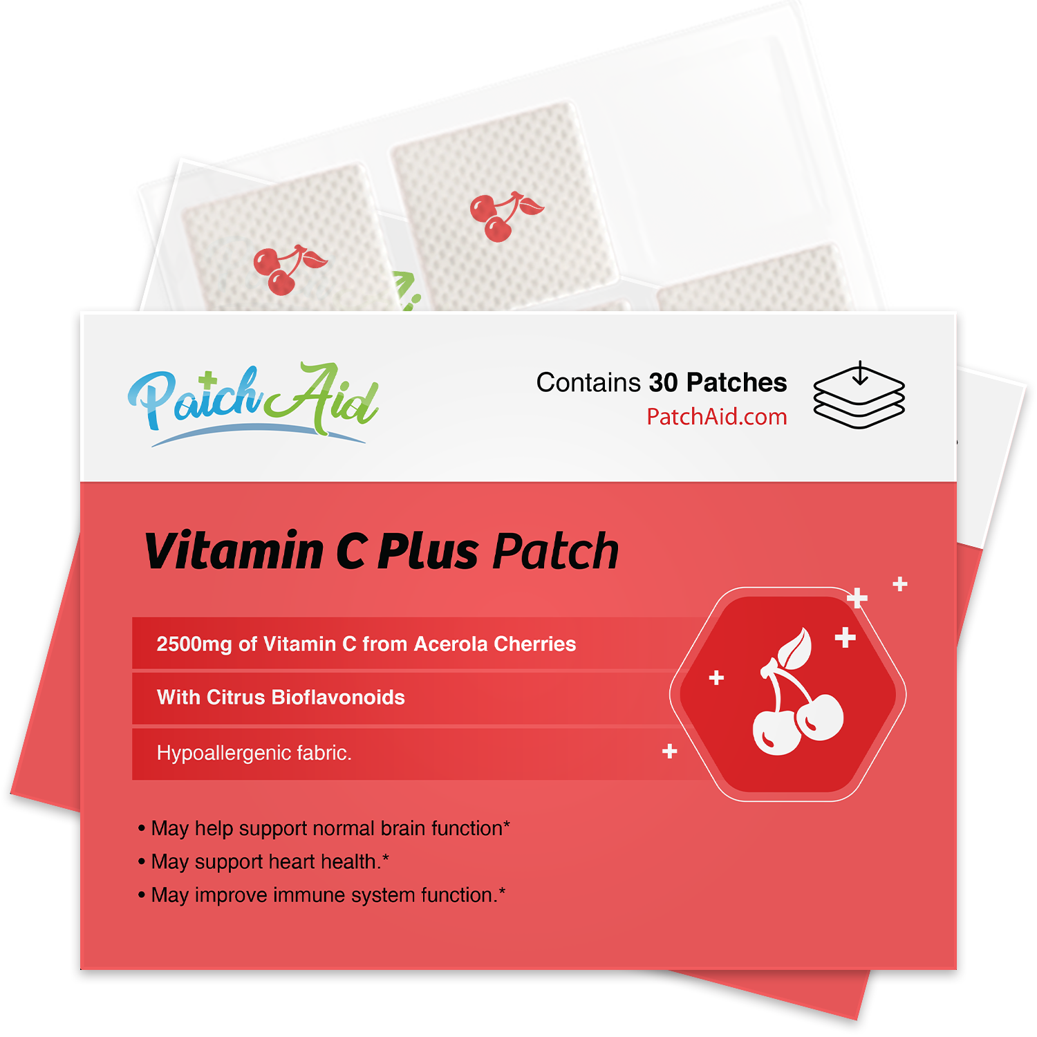 PatchAid Vitamin C Plus Patch with acerola cherry, rosehip and citrus bioflavonoids for immune and antioxidant support
