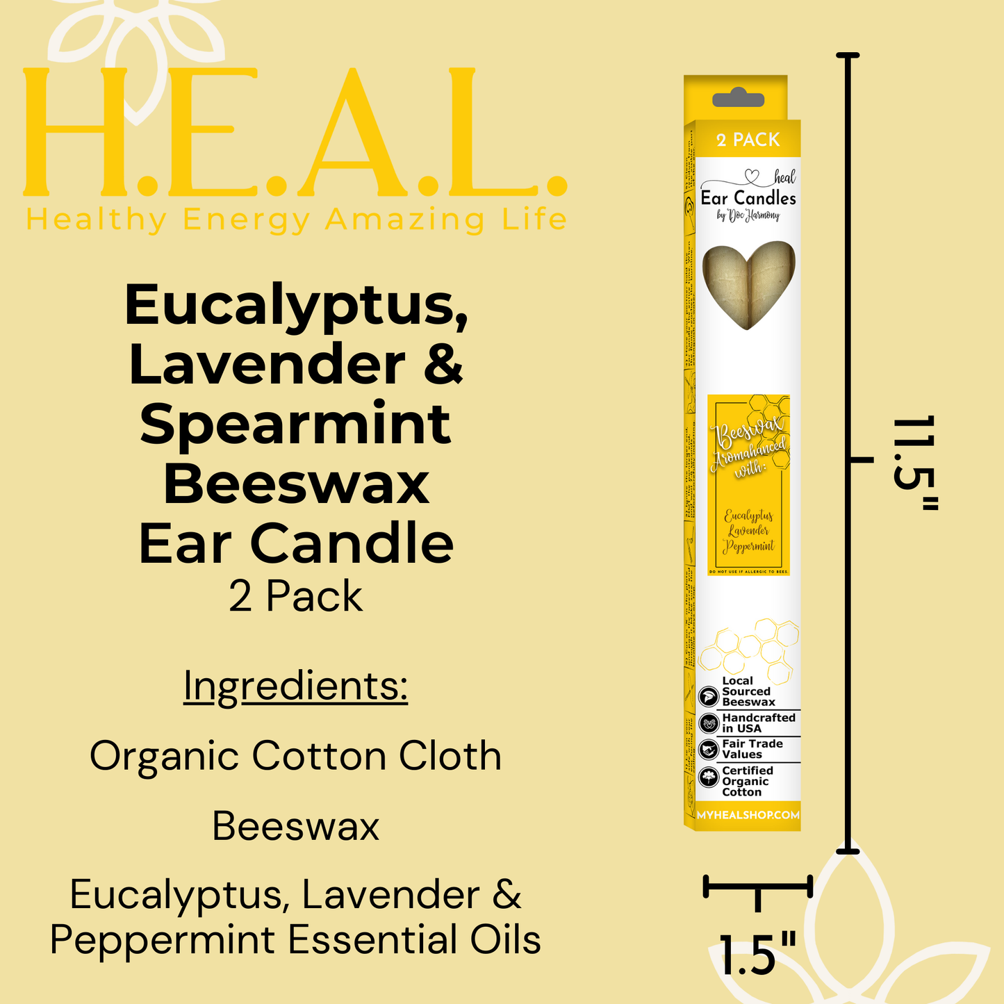 Eucalyptus, Lavender & Peppermint Beeswax Ear Cand