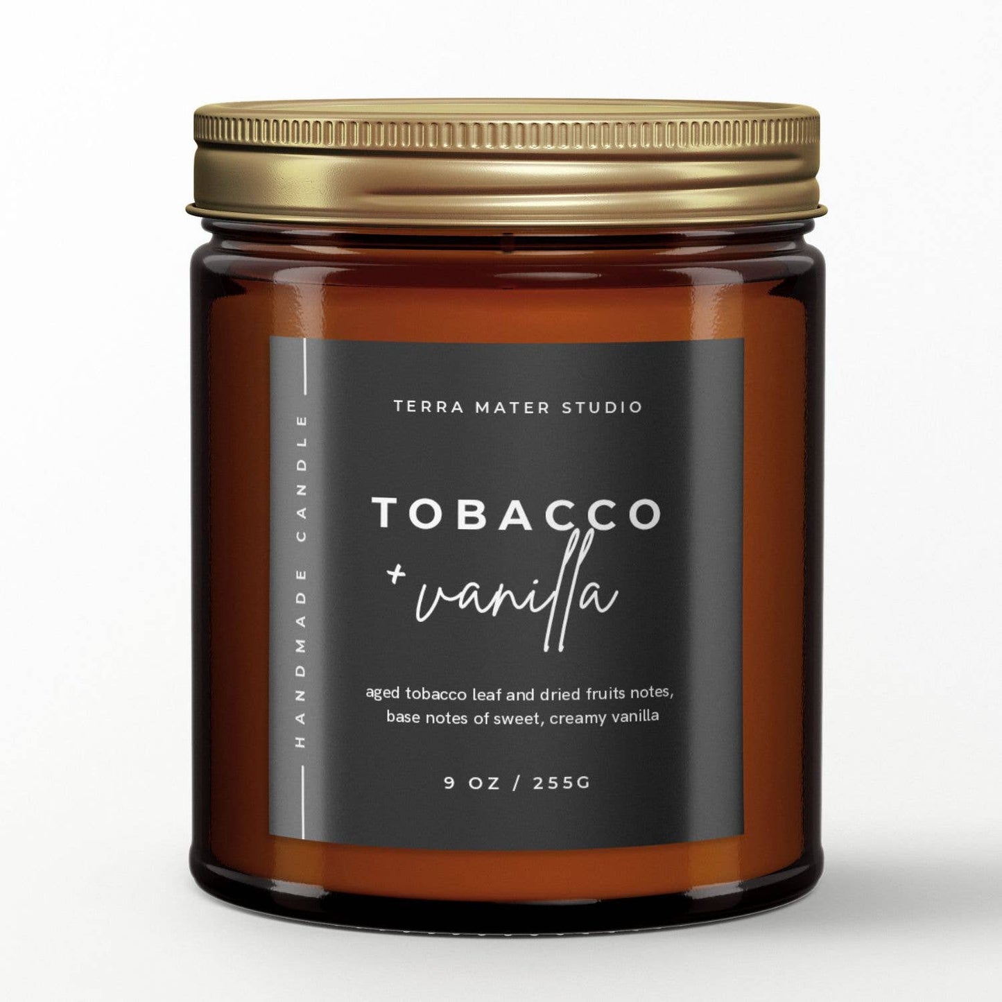Terra Mater Studio LLC - Tobacco & Vanilla All-Natural Candle | 50+ Hour Burn