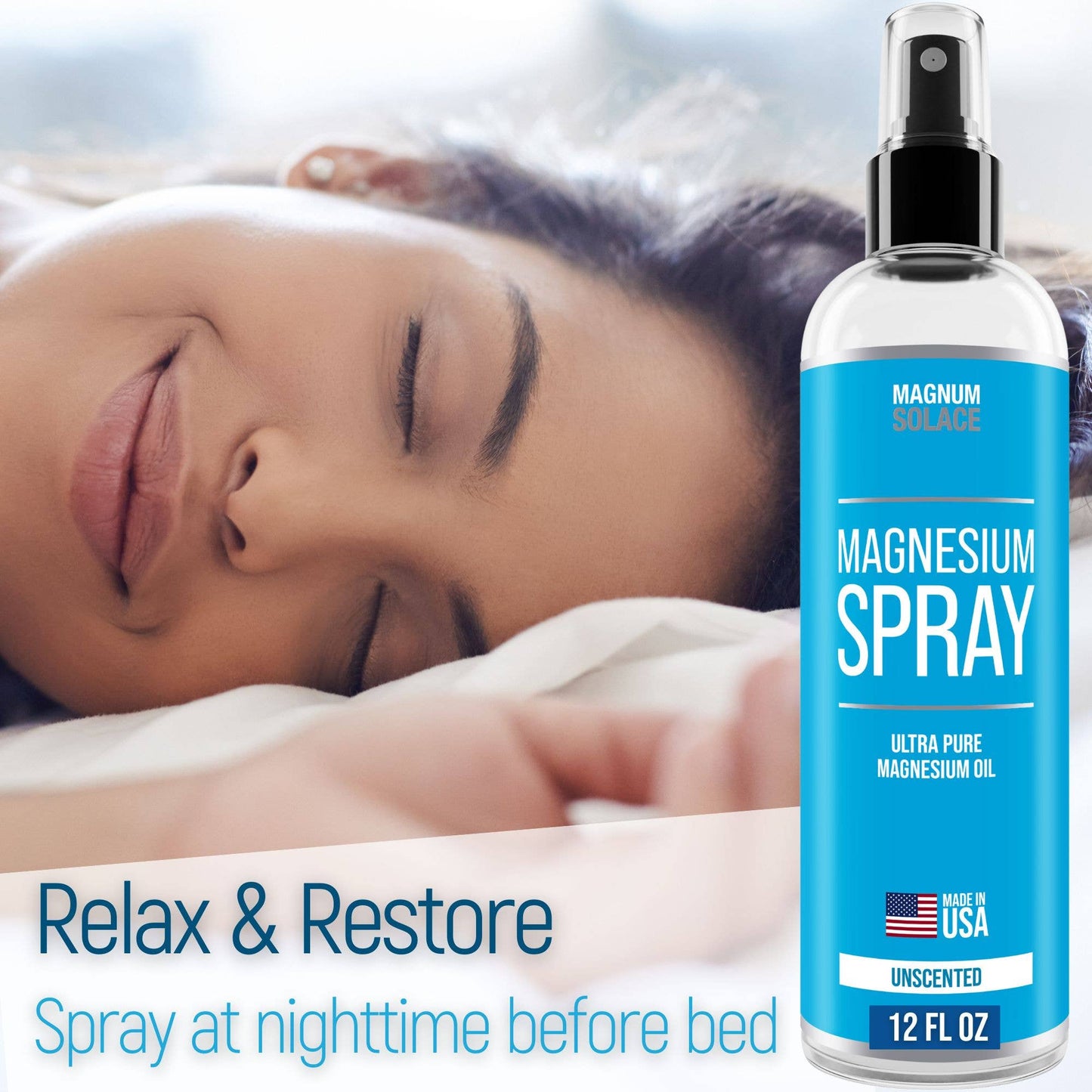 Magnum Solace - Magnesium Oil Spray for Restless Legs, Sleep, Muscle Relief