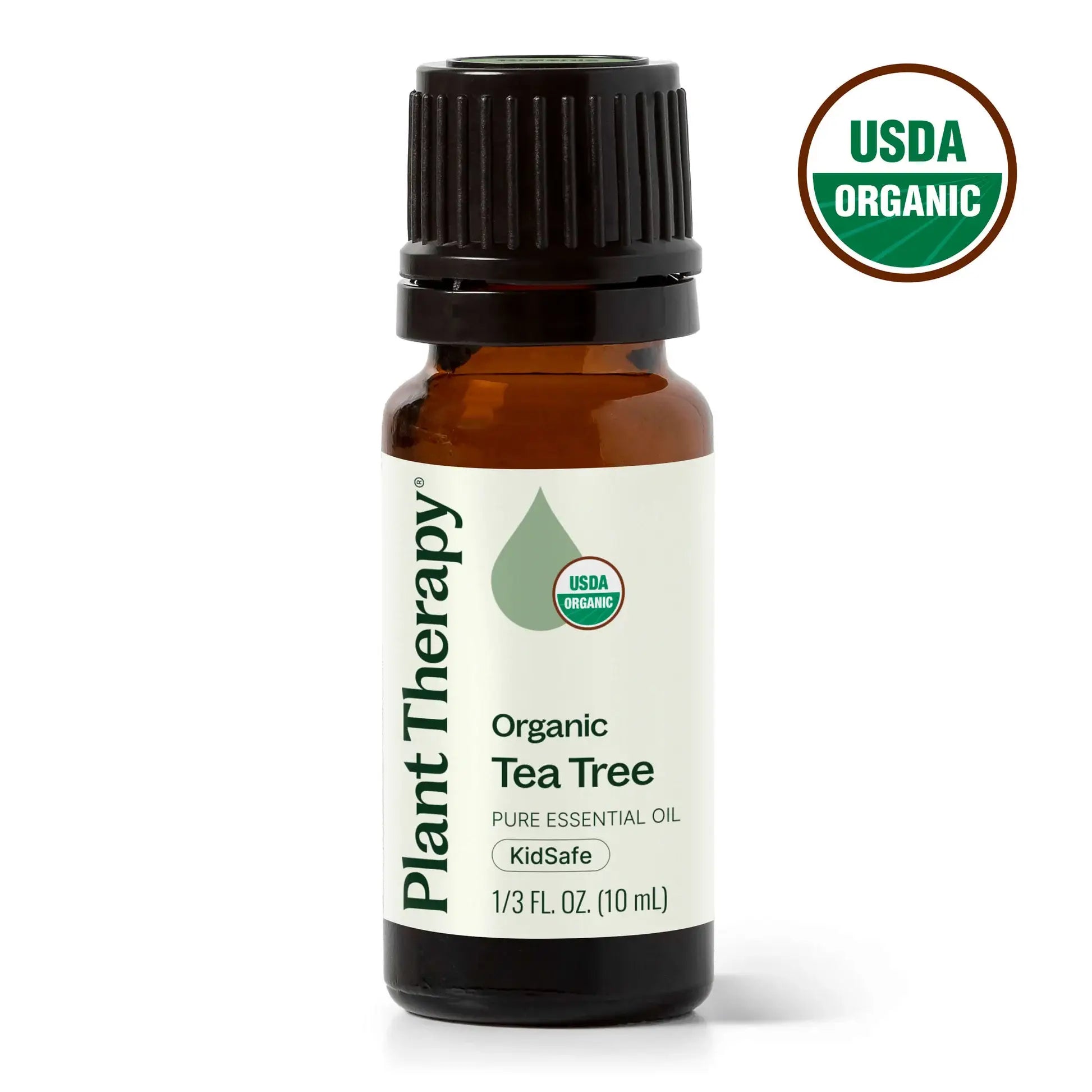 Plant Therapy USDA Certified Organic tea tree essential oil 10mL for blemishes, skin care, DIY cleaning and immune support