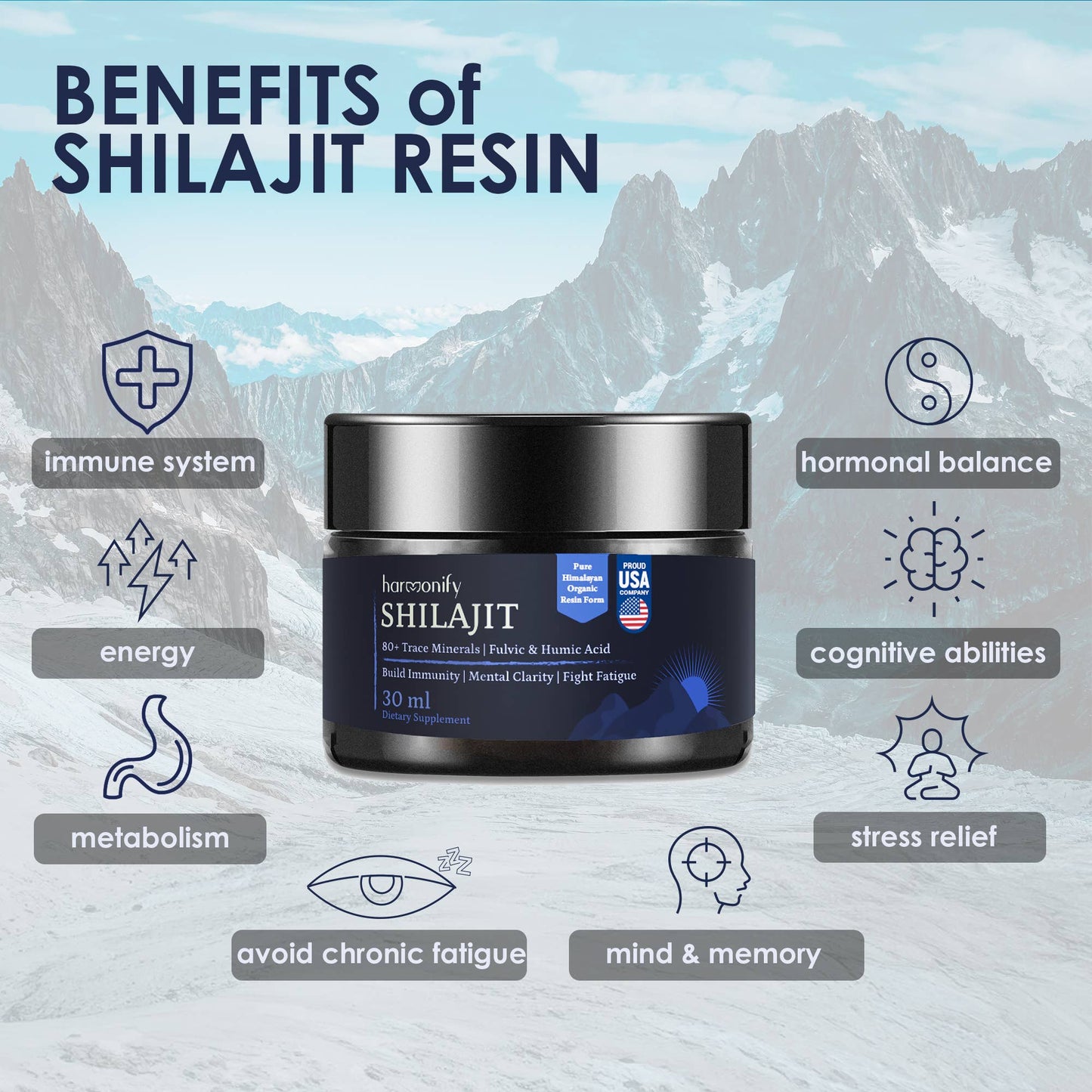 HARMONIFY - Shilajit Resin, Pure Himalayan Shilajit Gold Grade with Fulvic Acid & 80+ Trace Minerals