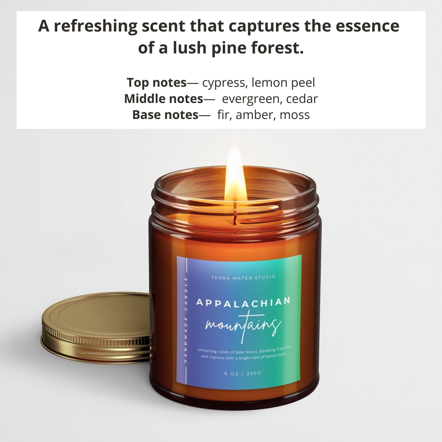 Terra Mater Studio LLC - Appalachian Mountains All-Natural Candle | 50+ Hour Burn