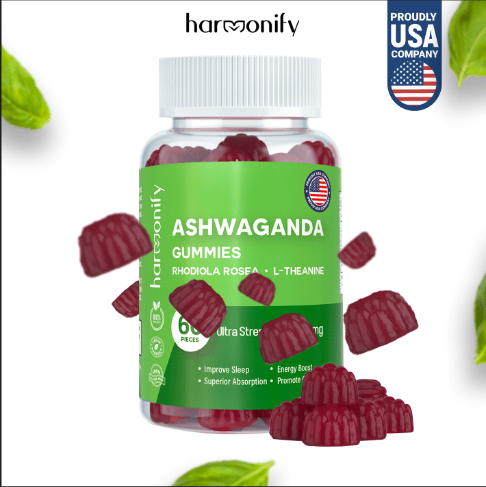 HARMONIFY - Ashwagandha & KSM-66 Gummies with Rhodiola Rosea and L-Theanine, 1000 mg