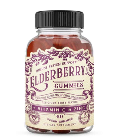 Roots And Leaves - Elderberry Gummies with Zinc + Vitamin C- 60 CT