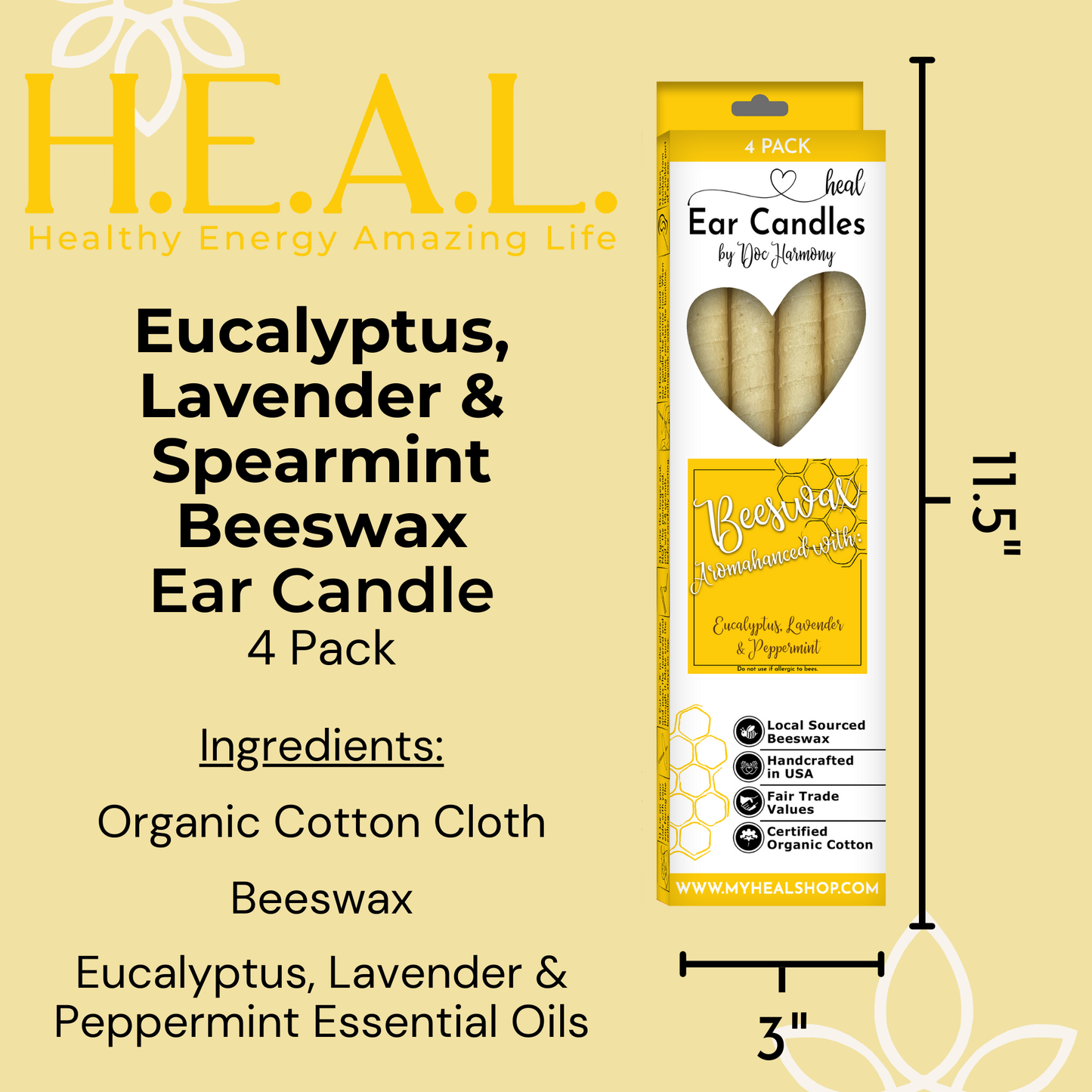 Eucalyptus, Lavender & Peppermint Beeswax Ear Cand