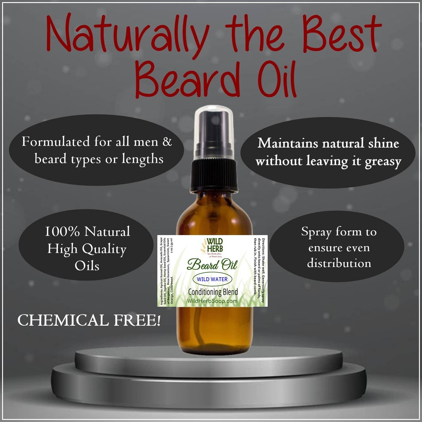 Wild Herb Soap Co - Conditioning Beard Oil for Men |Pure Natural High Grade Oils