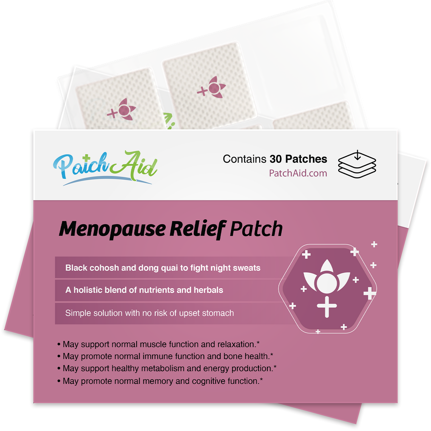 PatchAid menopause relief patch for natural hot flash, night sweat and hormone balance support"