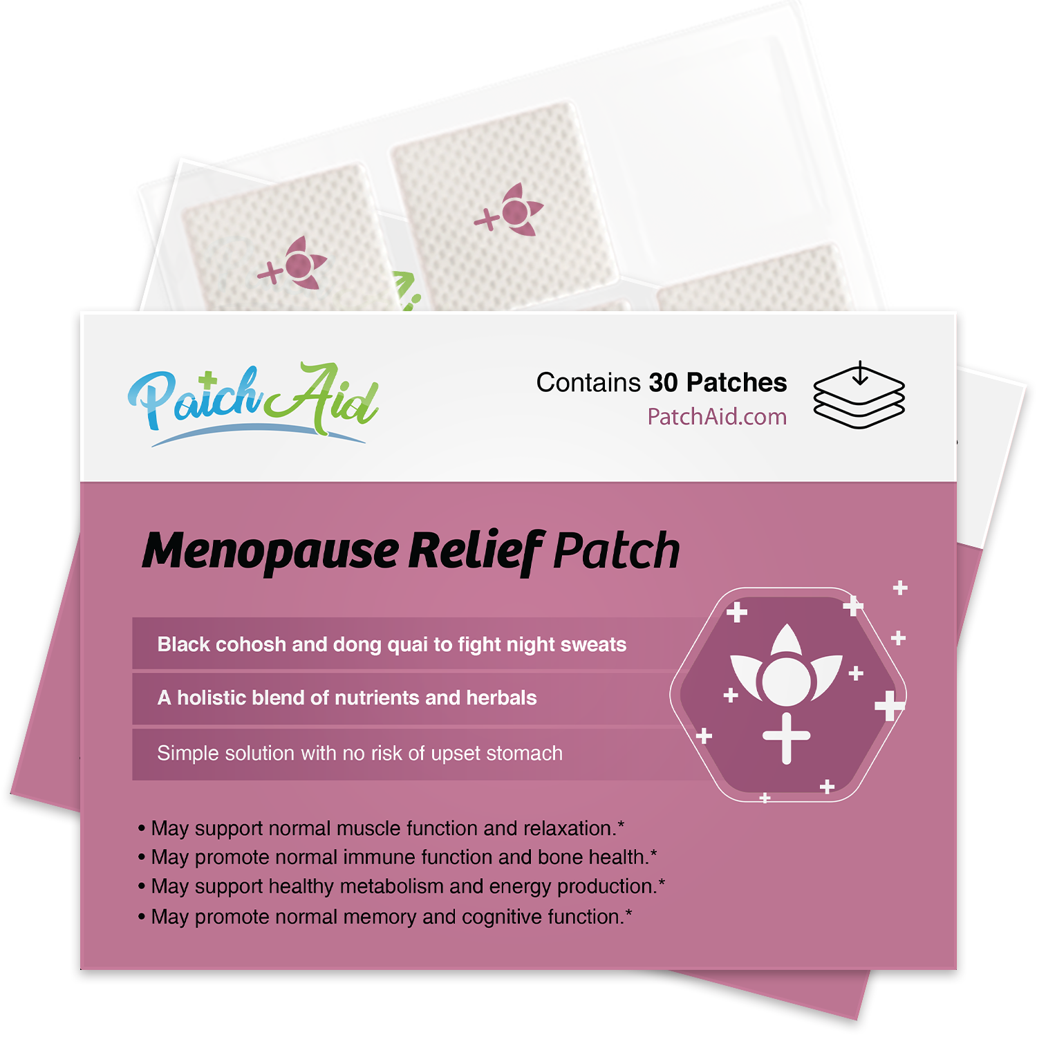 PatchAid menopause relief patch for natural hot flash, night sweat and hormone balance support"