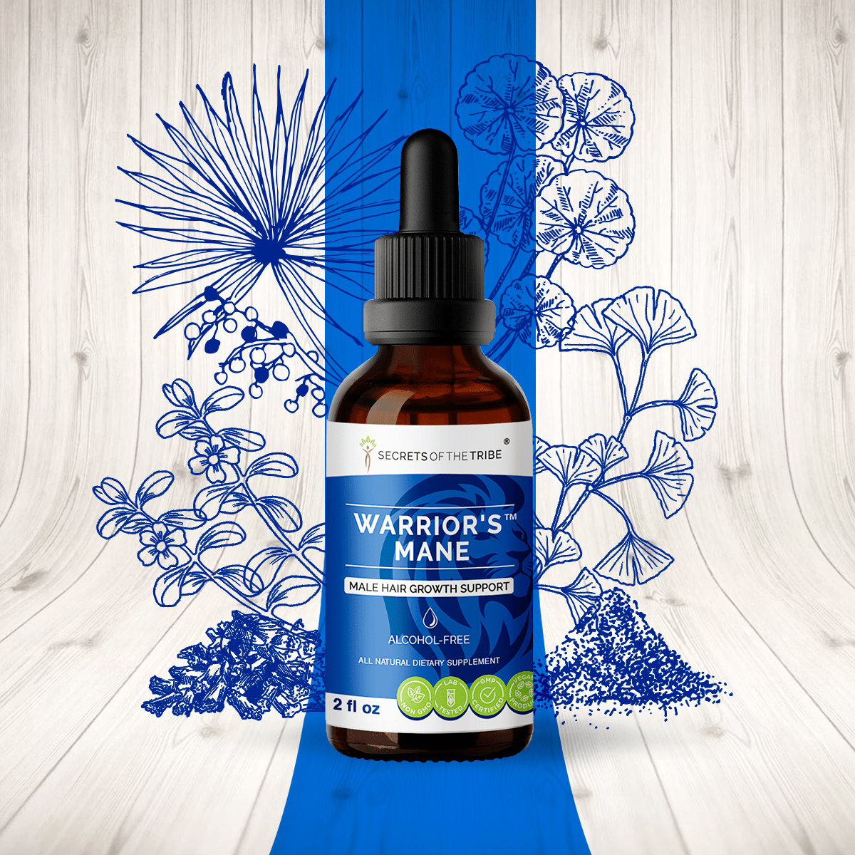 Secrets Of The Tribe - Warrior's Mane. Male Hair Growth Support