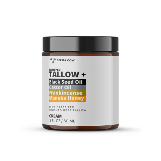 Derma Cow - Tallow Cream+ Black Seed Oil,Castor,Frankincense, Manuka-2oz