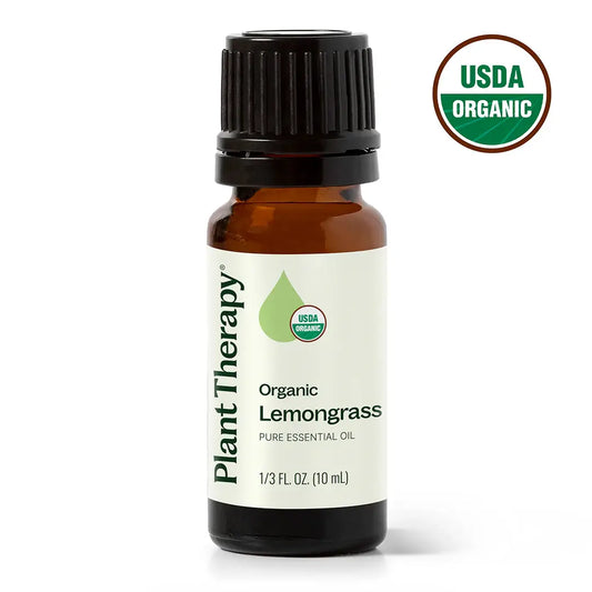 Plant Therapy USDA Certified Organic lemongrass essential oil 10mL for uplifting mood, muscle comfort and outdoor use