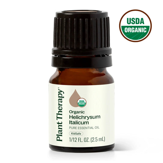 Plant Therapy USDA Certified Organic Helichrysum Italicum essential oil 2.5mL for skin rejuvenation, wrinkle reduction and immune support