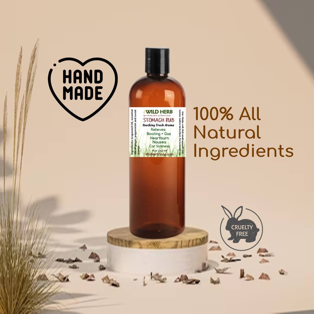 Wild Herb Soap Co - Stomach Rub: All Natural Gas Indigestion Heartburn & Nausea