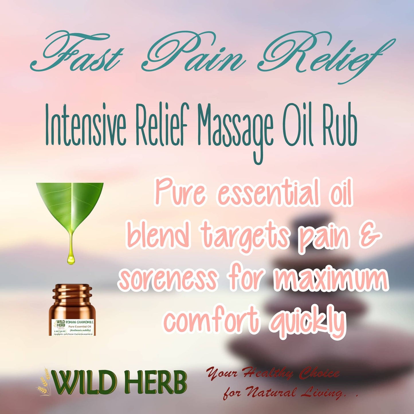 Wild Herb Soap Co - Intensive Relief Pain Oil Massage Rub 100% Natural Essential
