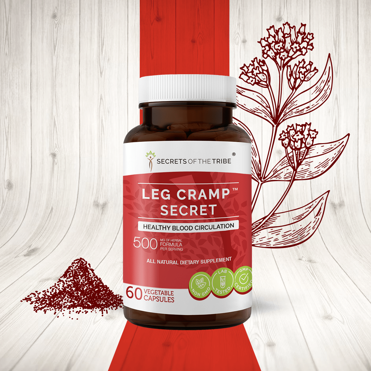 Secrets Of The Tribe - Leg Cramp Secret Capsules. Healthy Blood Circulation