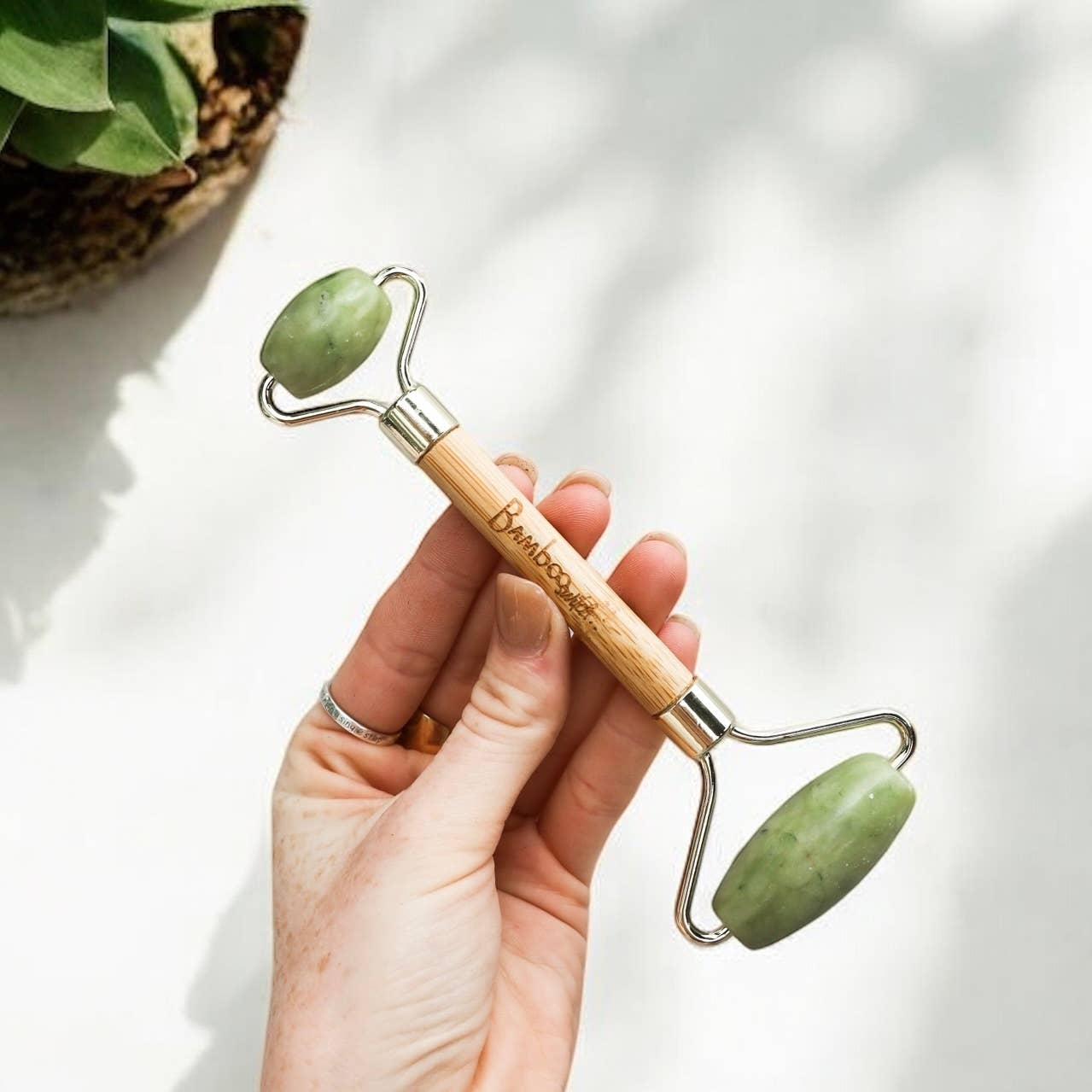 Bamboo Switch - Bamboo Facial Roller | Jade Stone | Faire Market Bestseller