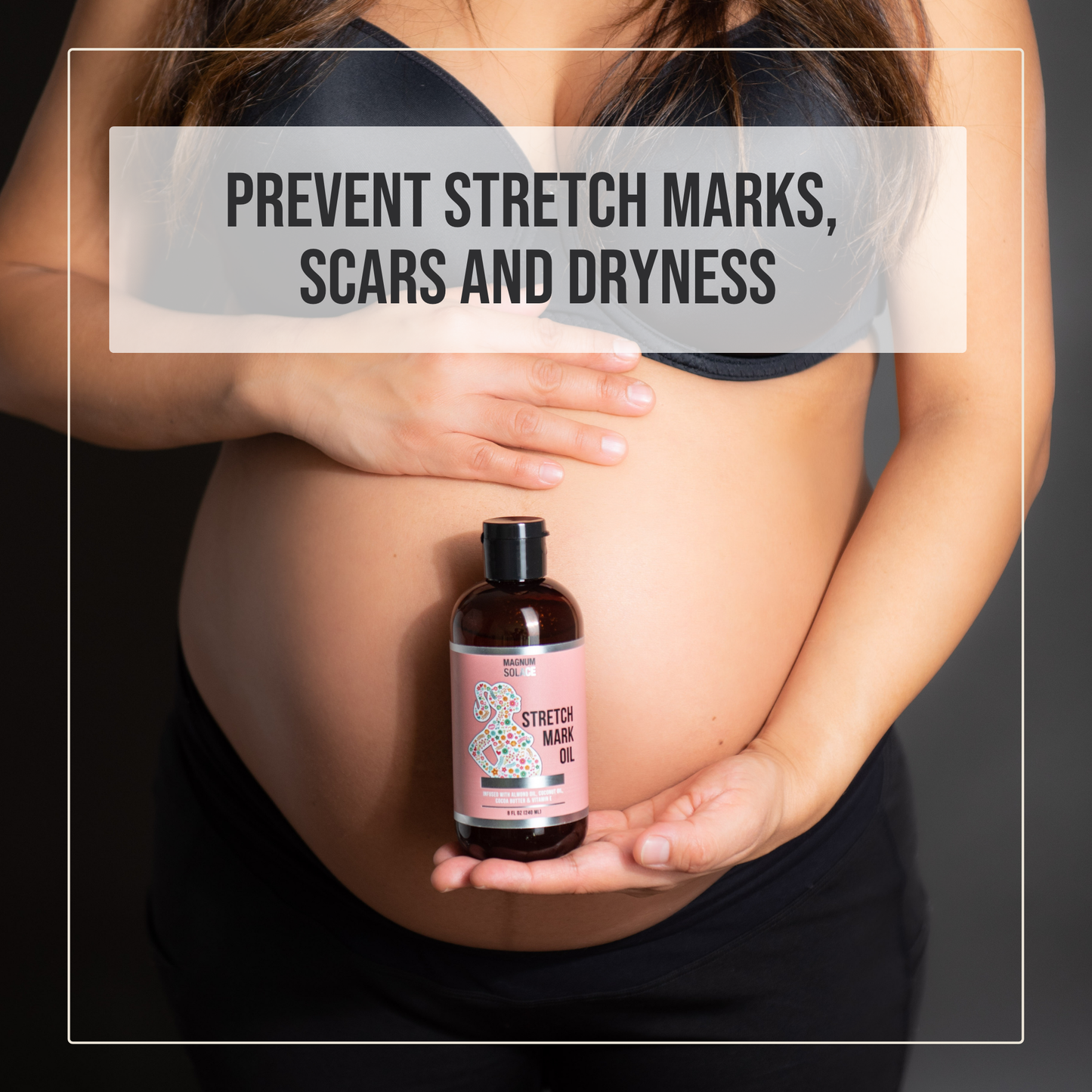 Magnum Solace - Stretch Mark Oil for Pregnancy - Cocoa Butter, Almond Oil