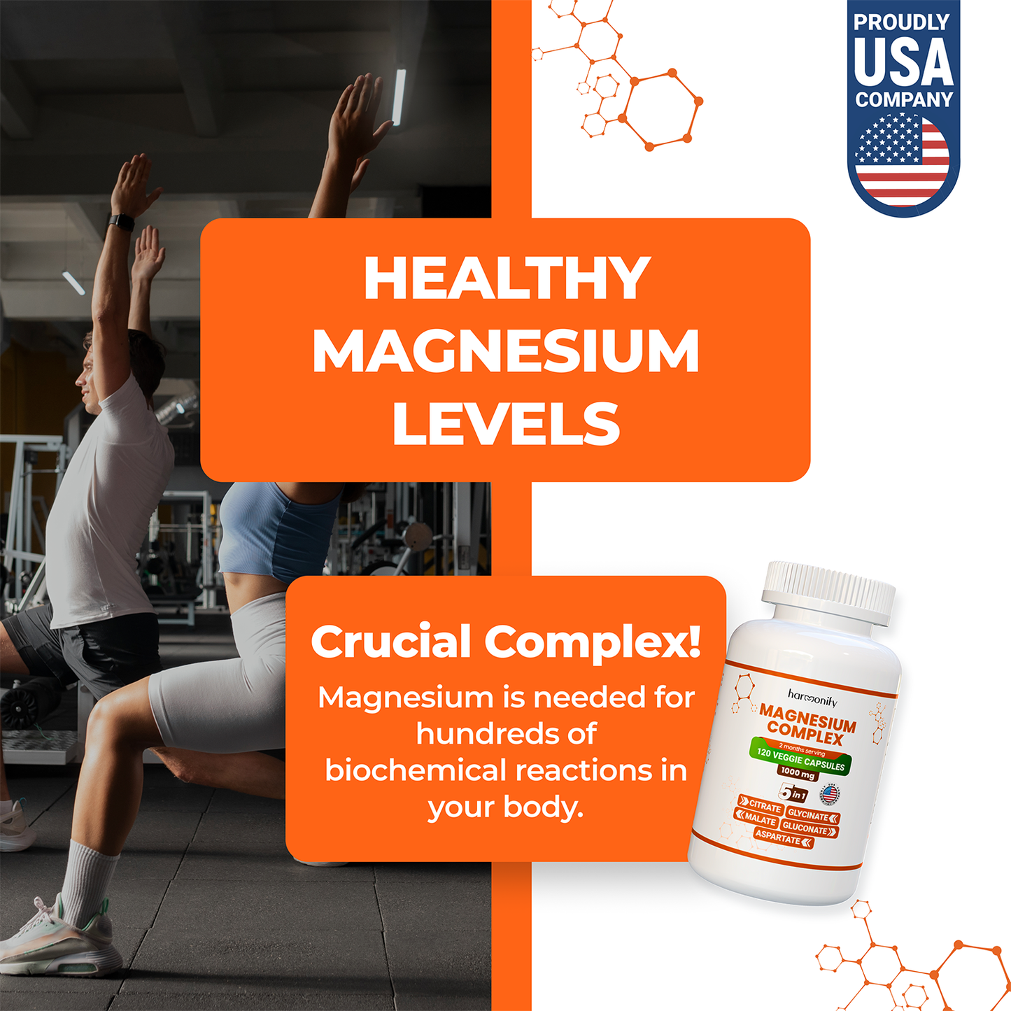 HARMONIFY - Magnesium 5 in 1 Complex, 1000 mg, Glycinate, Citrate, Malate, Aspartate, Gluconate