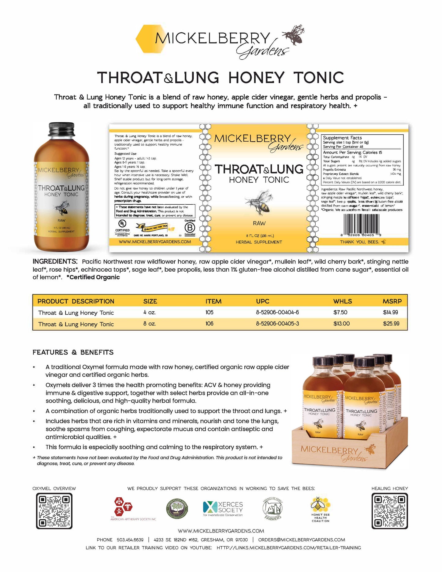 Mickelberry Gardens - Throat and Lung Honey Tonic — nourish your sore throat