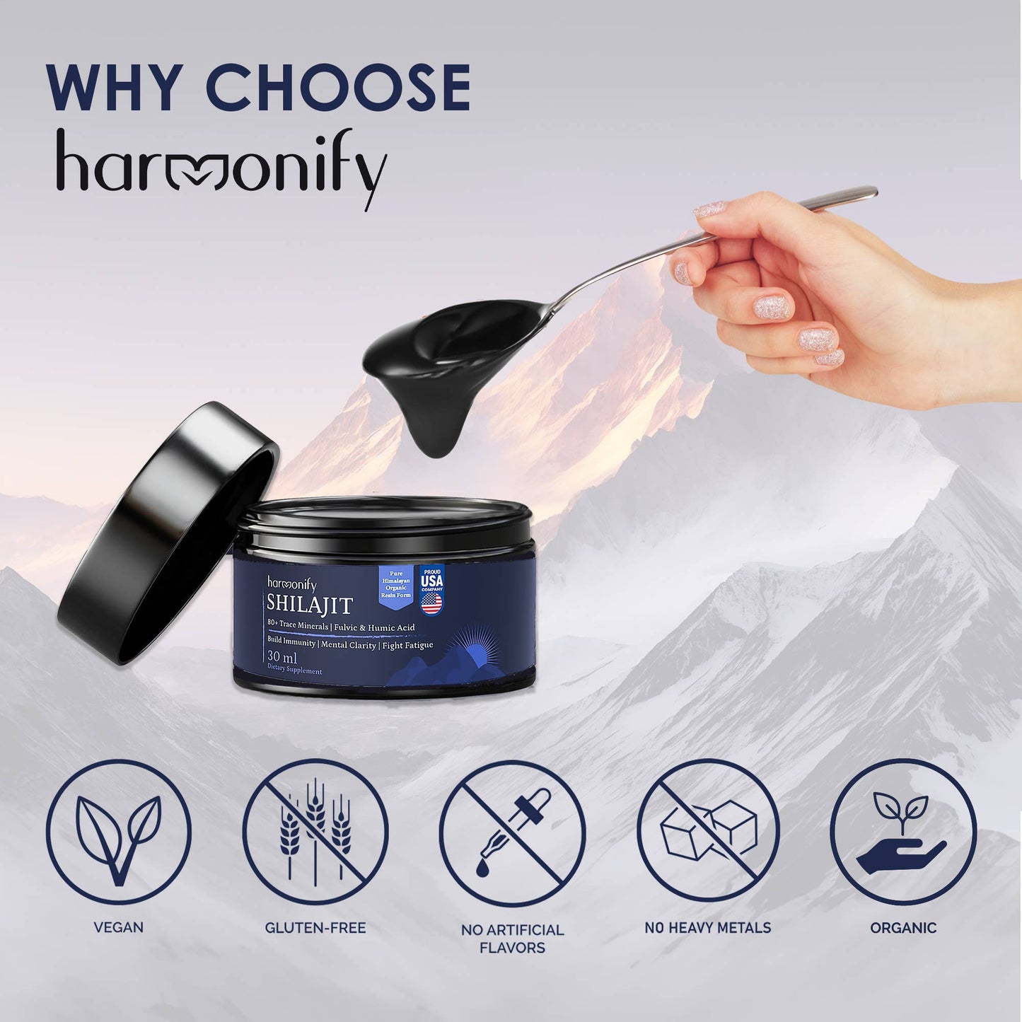 HARMONIFY - Shilajit Resin, Pure Himalayan Shilajit Gold Grade with Fulvic Acid & 80+ Trace Minerals