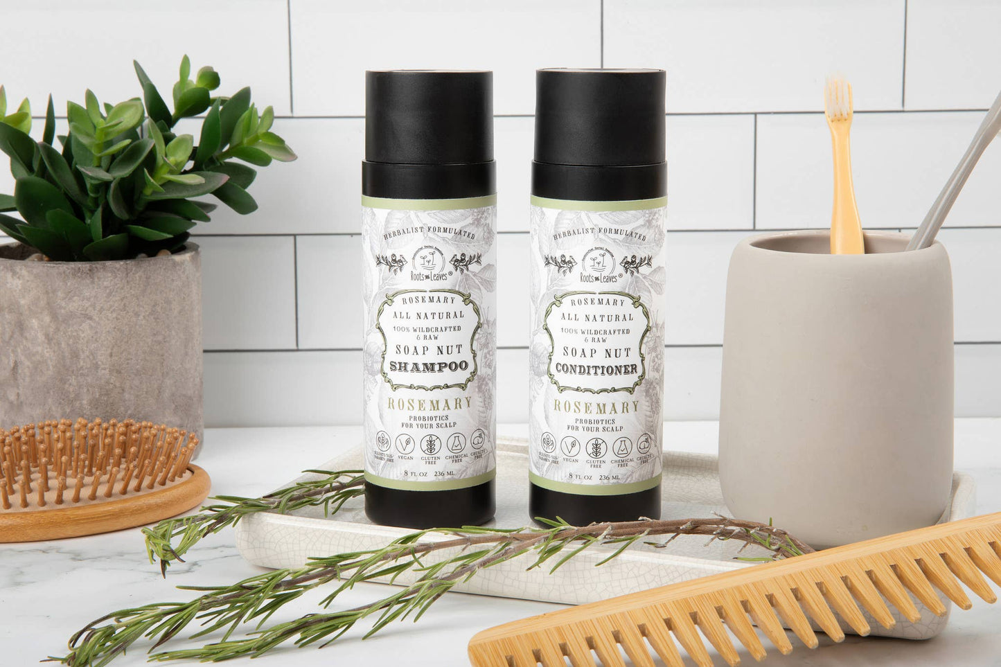 Roots And Leaves - All Natural Soapnut Shampoo and Conditioner SET