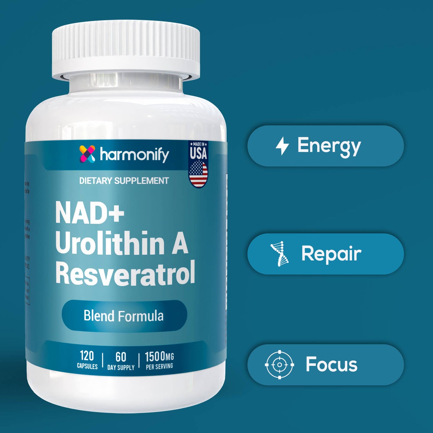 HARMONIFY - NAD Nicotinamide Riboside Resveratrol with Urolithin A