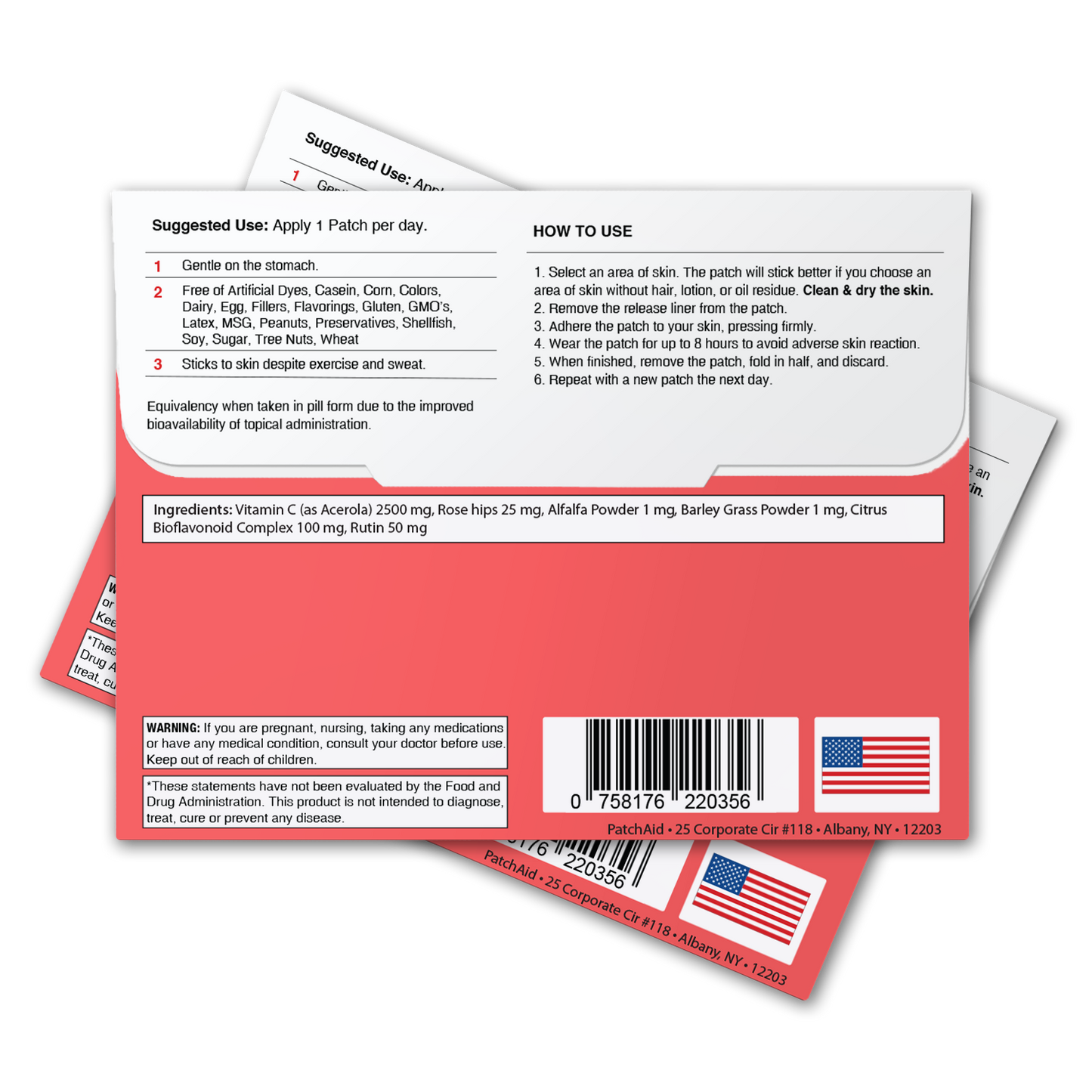 PatchAid Vitamin C Plus Patch with acerola cherry, rosehip and citrus bioflavonoids for immune and antioxidant support