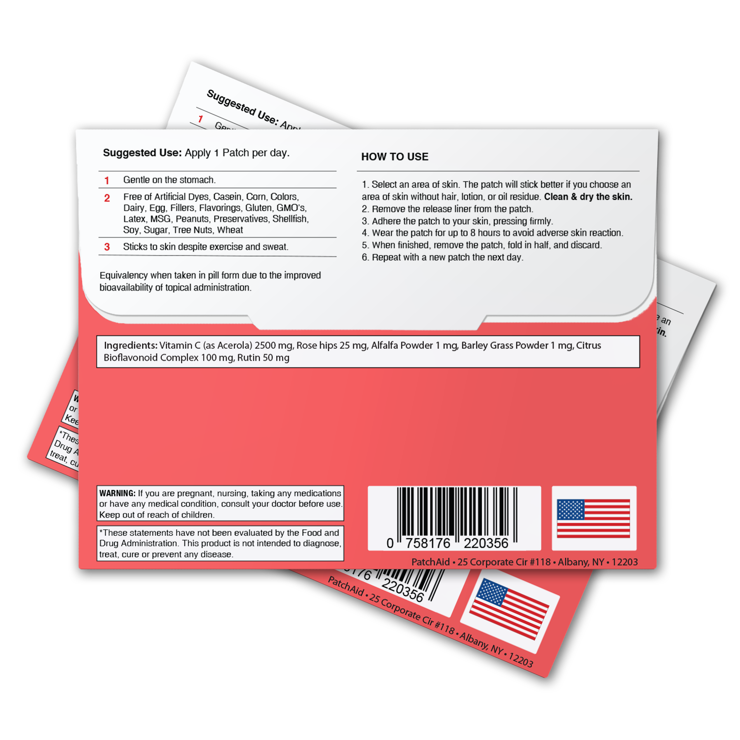 PatchAid Vitamin C Plus Patch with acerola cherry, rosehip and citrus bioflavonoids for immune and antioxidant support
