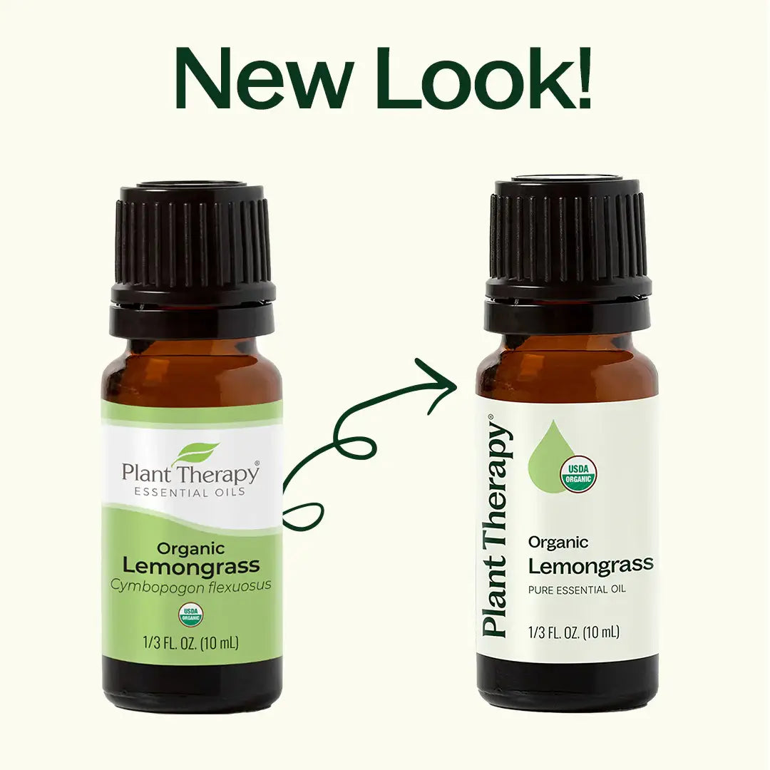 Plant Therapy USDA Certified Organic lemongrass essential oil 10mL for uplifting mood, muscle comfort and outdoor use