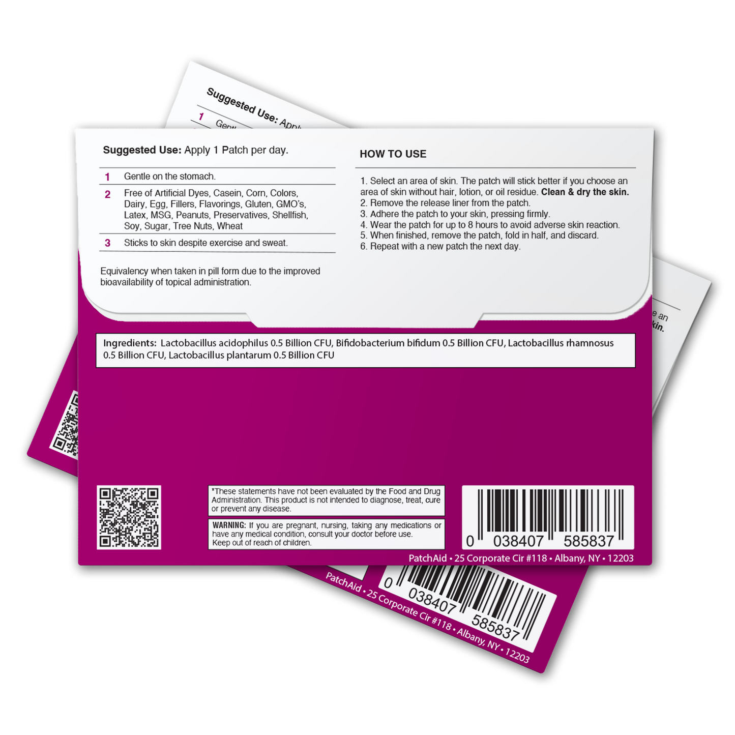 PatchAid kids probiotic patch with 4-strain blend for daily digestive health and immune support — no pills or gummies"