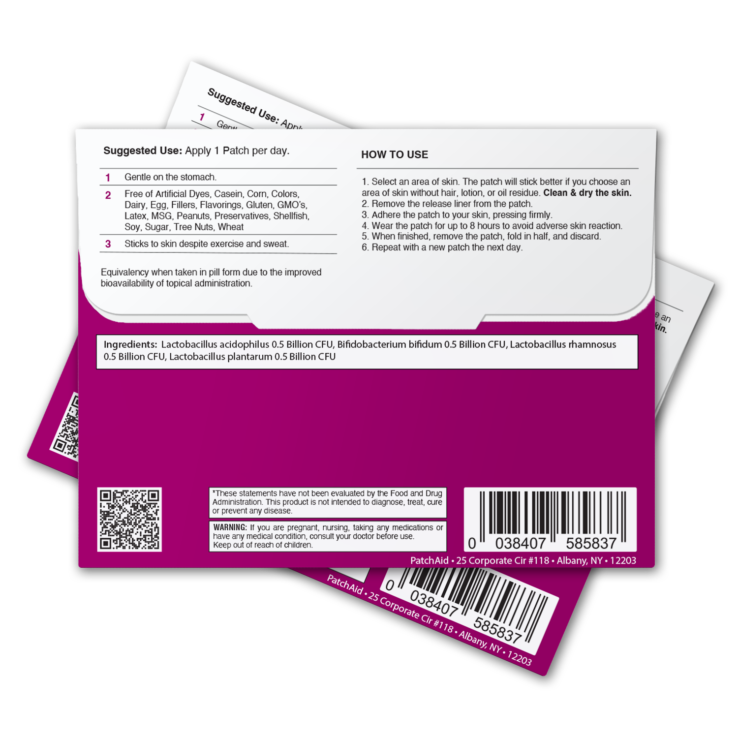 PatchAid kids probiotic patch with 4-strain blend for daily digestive health and immune support — no pills or gummies"