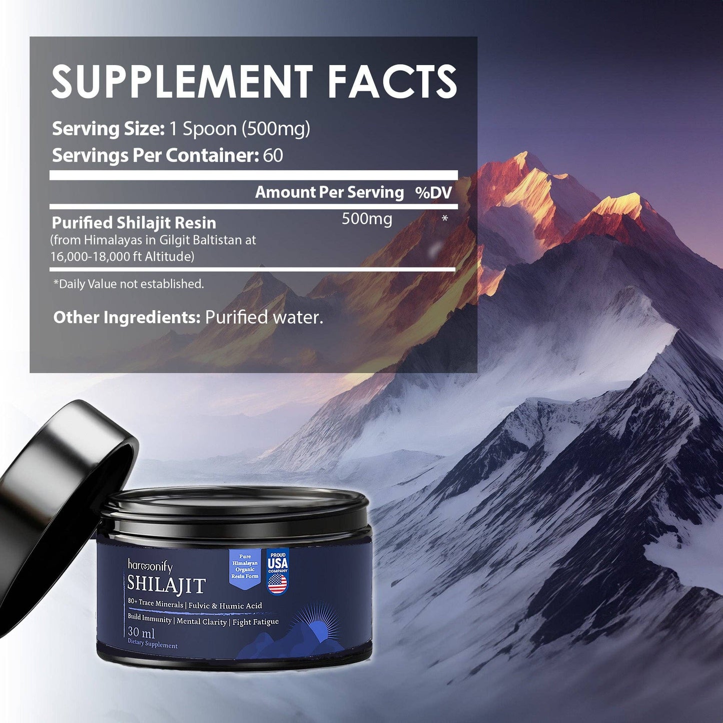 HARMONIFY - Shilajit Resin, Pure Himalayan Shilajit Gold Grade with Fulvic Acid & 80+ Trace Minerals