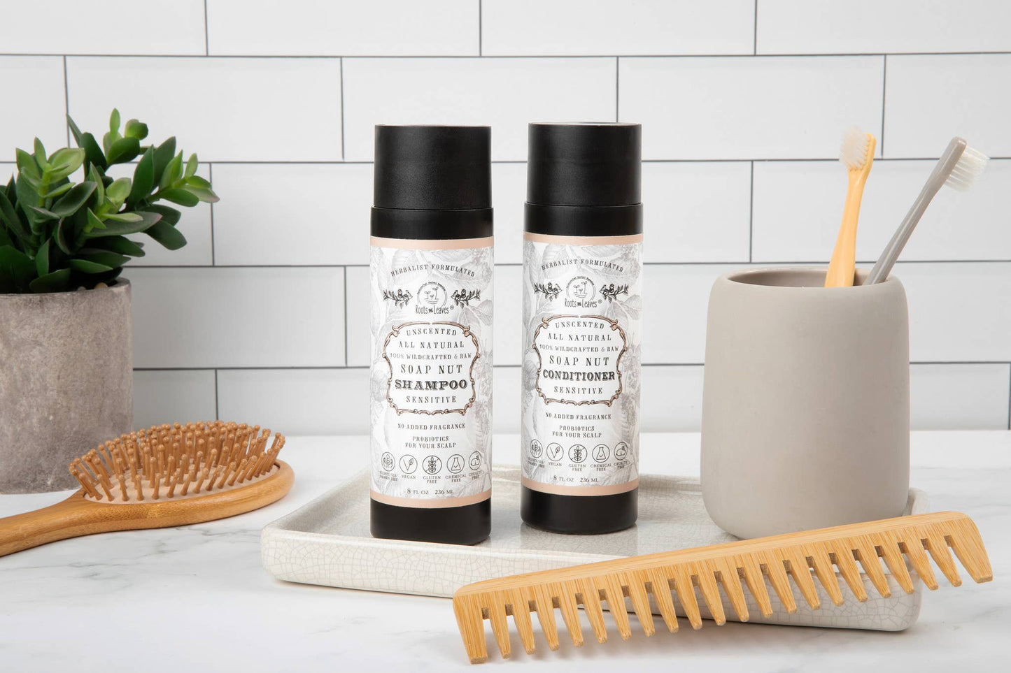 Roots And Leaves - All Natural Soapnut Shampoo and Conditioner SET