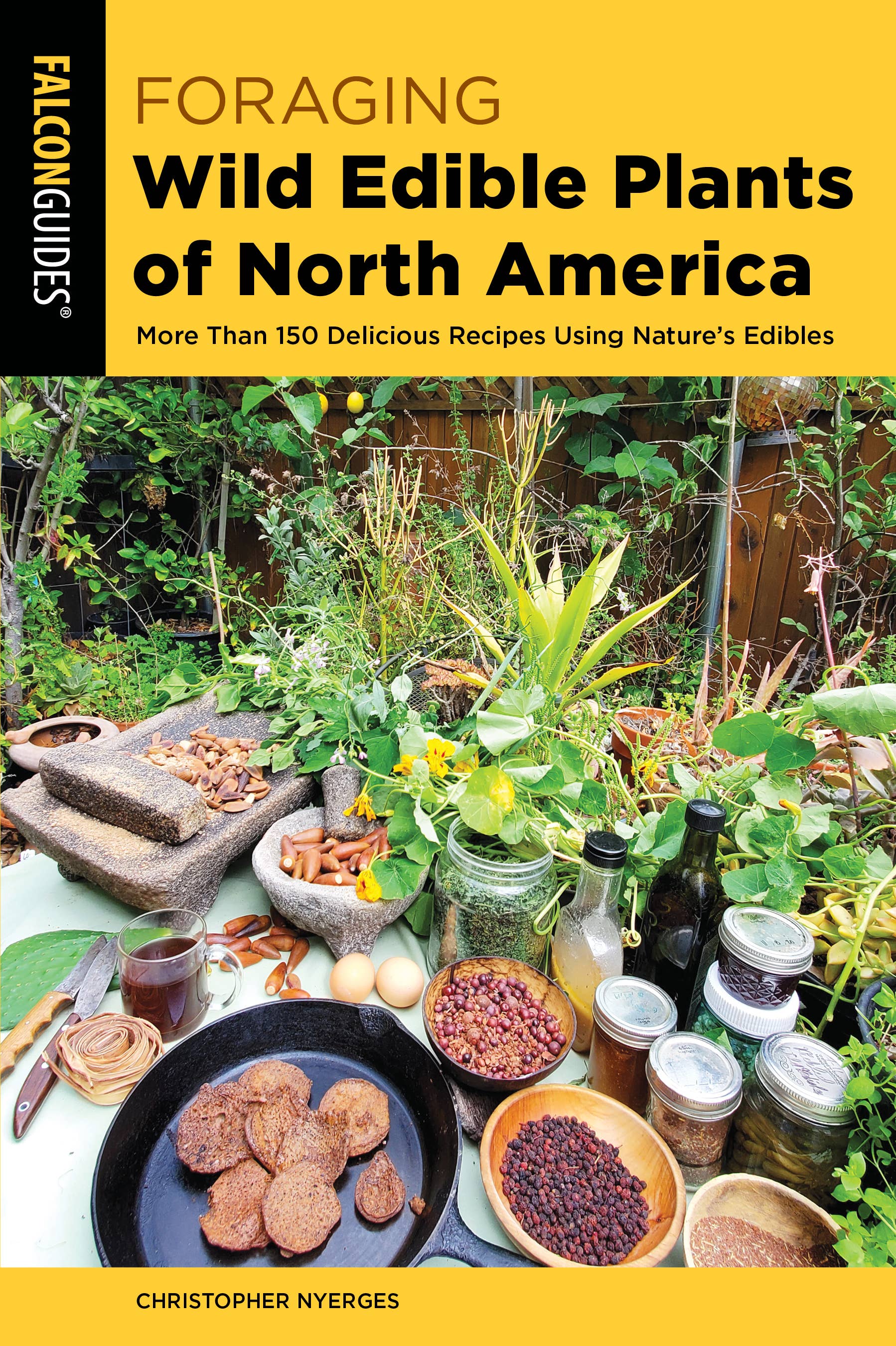 Book cover foraging wild edible plants of North America with natural ingredients and foraged herbs displayed