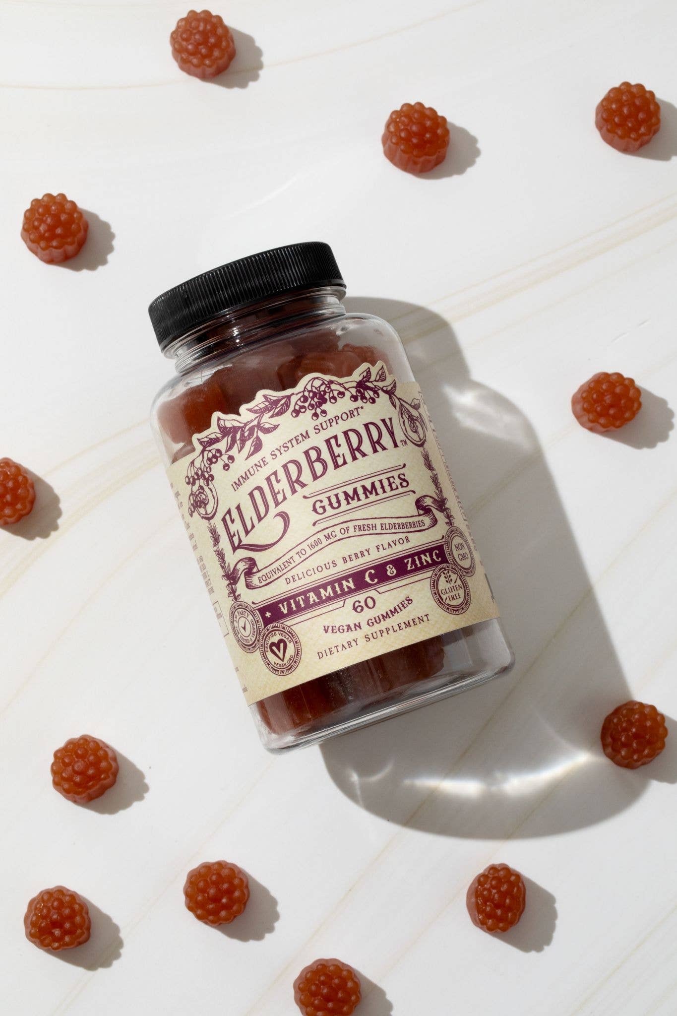 Roots And Leaves - Elderberry Gummies with Zinc + Vitamin C- 60 CT