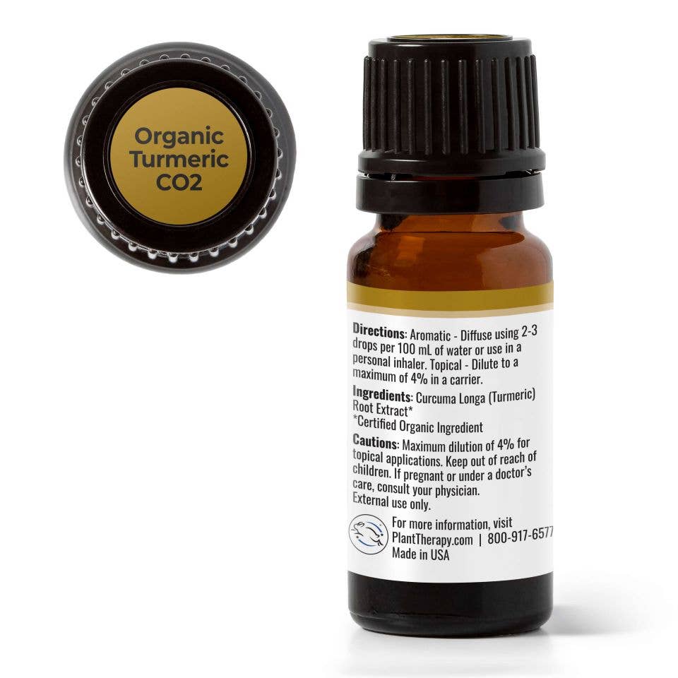Plant Therapy USDA Certified Organic Turmeric CO2 Extract 10mL for joint comfort, digestive support and skin care