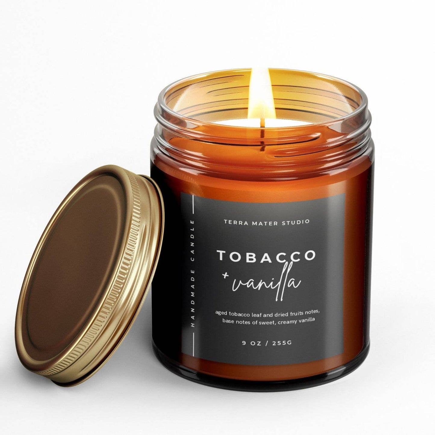 Terra Mater Studio LLC - Tobacco & Vanilla All-Natural Candle | 50+ Hour Burn