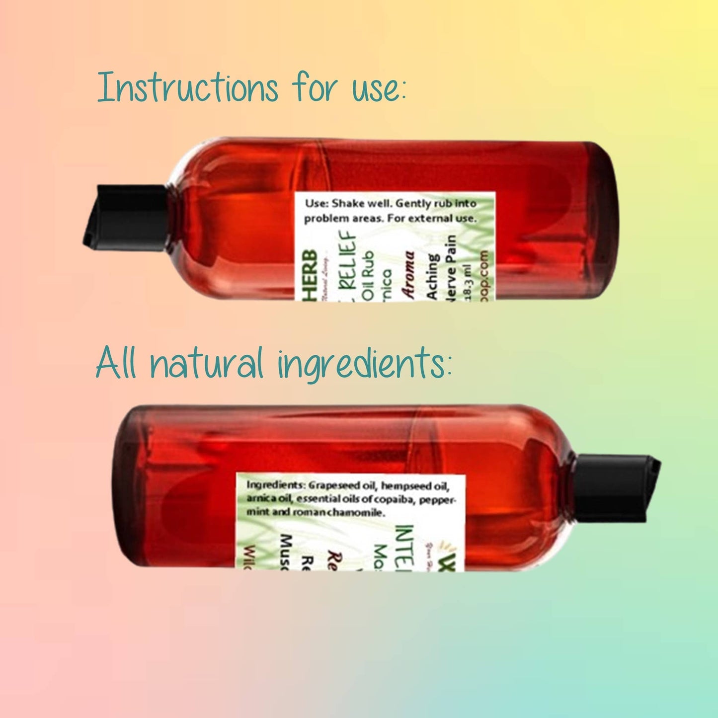 Wild Herb Soap Co - Intensive Relief Pain Oil Massage Rub 100% Natural Essential