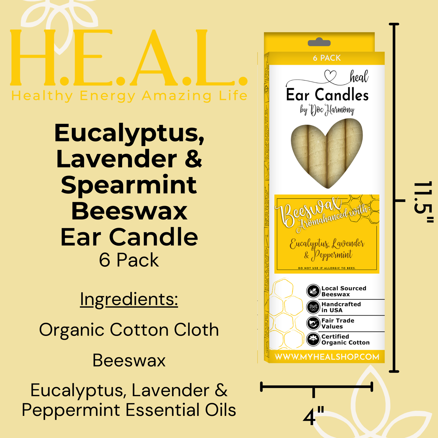 Eucalyptus, Lavender & Peppermint Beeswax Ear Cand