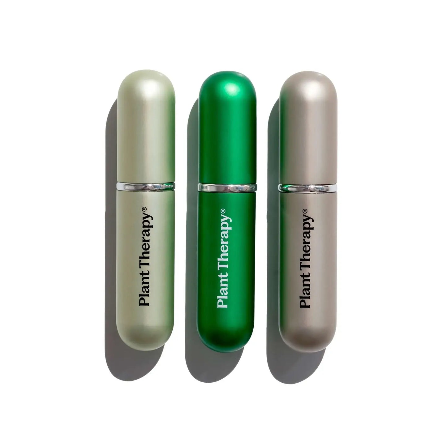 Plant Therapy aromatherapy personal inhalers 3-pack in teal, purple and grey for portable essential oil use