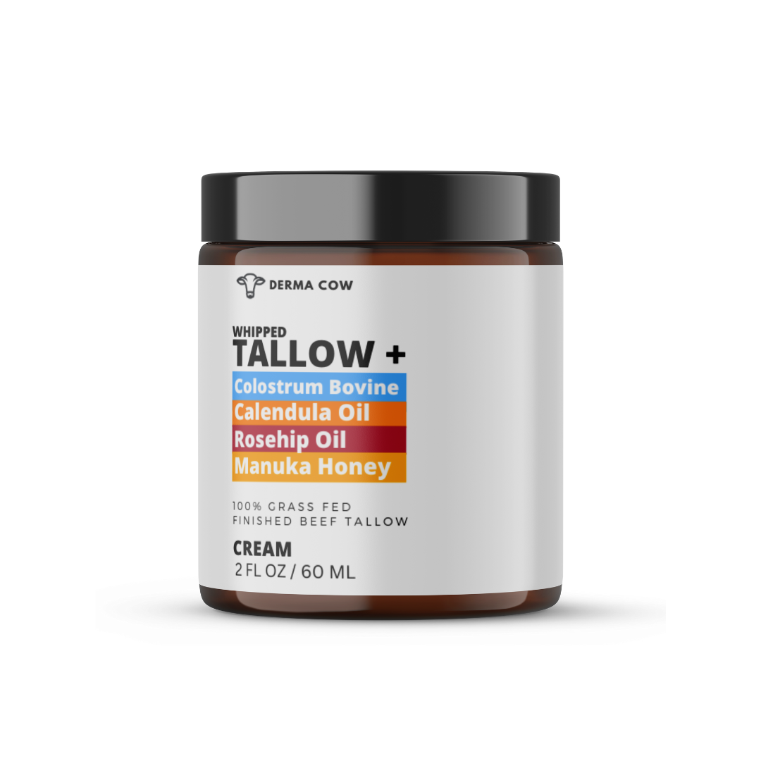 Derma Cow - Tallow Cream+ Colostrum,Calendula,Rosehip,Manuka Honey - 2oz