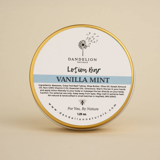 Dandelion Naturals - Vanilla Mint Tallow Lotion Bar | Solid Lotion Bar
