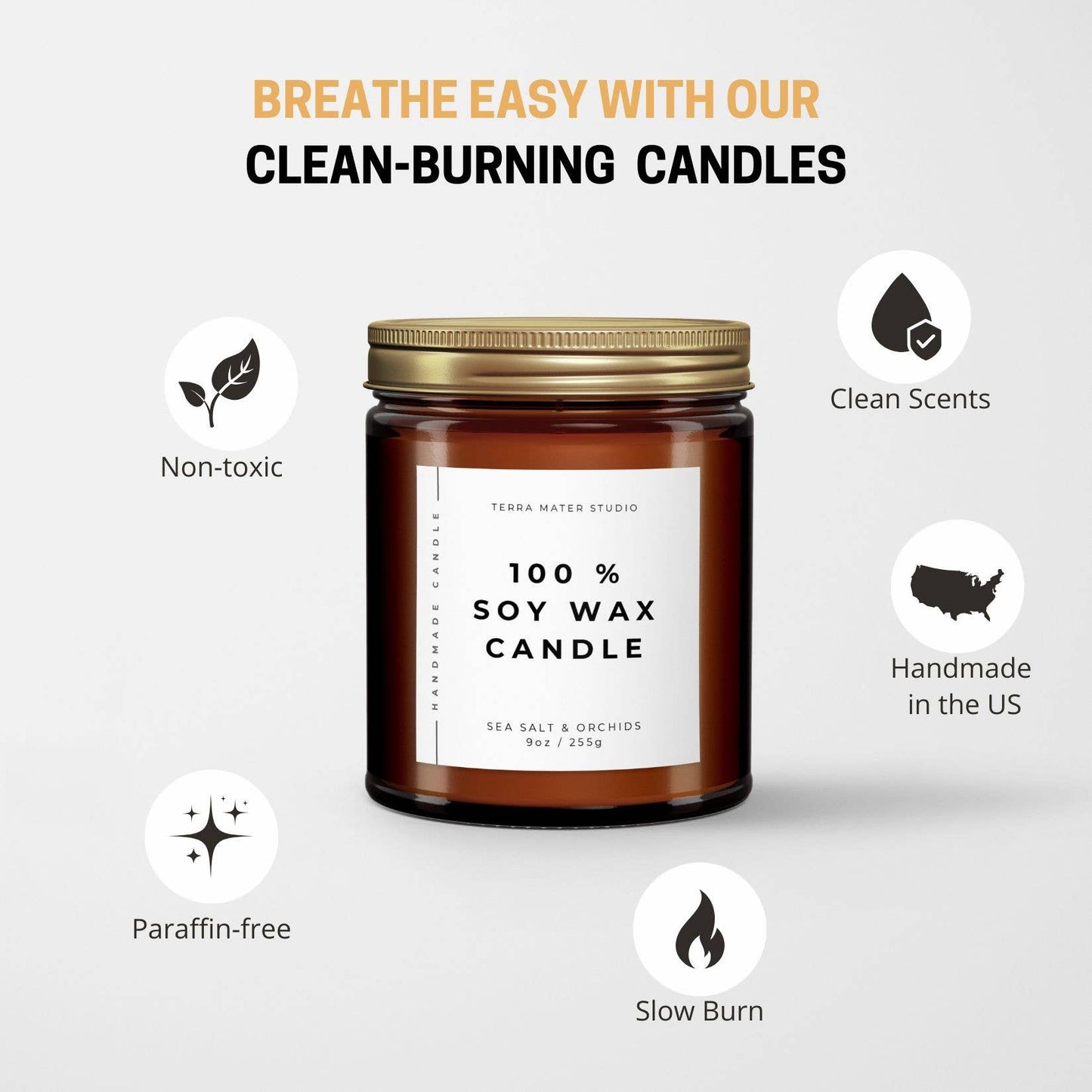 Terra Mater Studio LLC - Pumpkin Spice All-Natural Candle | 50+ Hour Burn