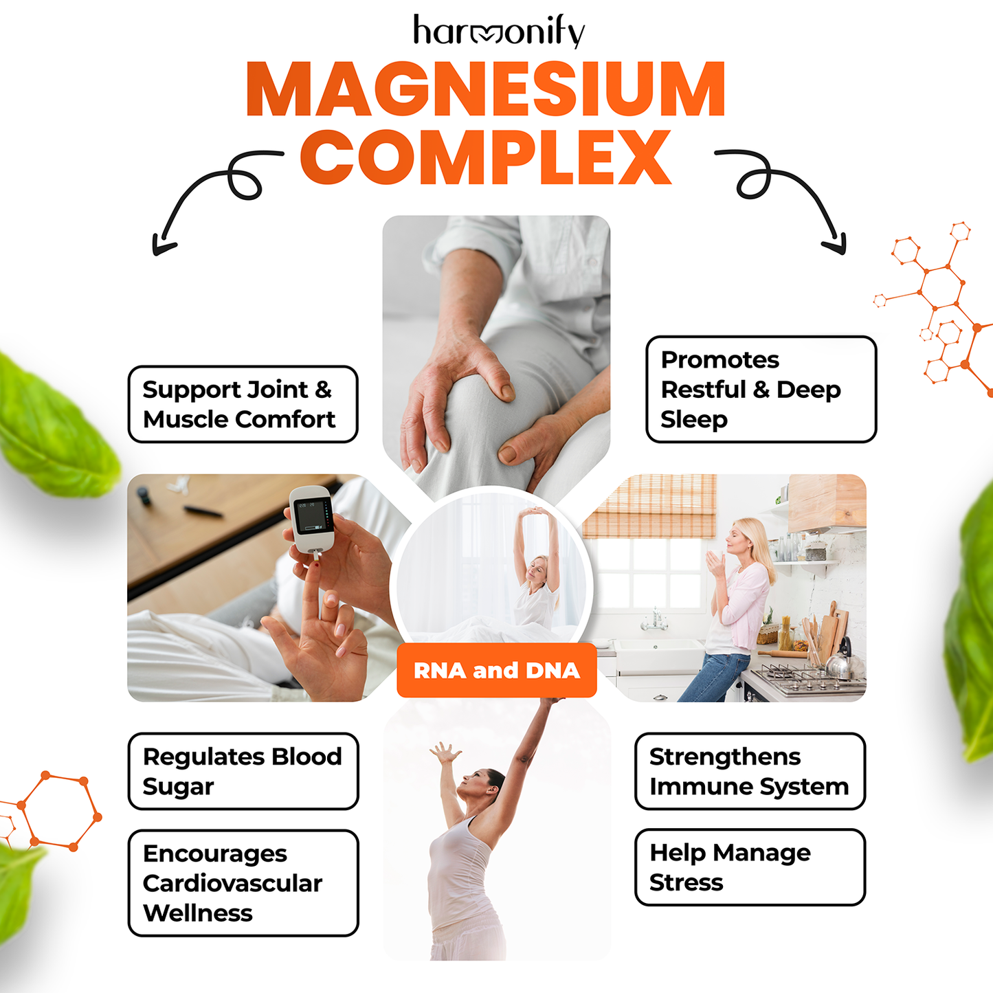 HARMONIFY - Magnesium 5 in 1 Complex, 1000 mg, Glycinate, Citrate, Malate, Aspartate, Gluconate